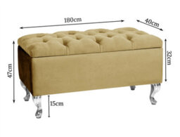 Londona 180Cm Chesterfield Ottoman Storage Bench - Plush Velvet Shoe Bench - Mink Upholstery Footstool With Storage - thumbnail 3
