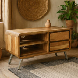 Wyld Haus Los Angeles Reclaimed Wood & Metal Tv Cabinet, 1 Open Shelf, 2 Drawers, 1100 X 550 X 450mm - thumbnail 2
