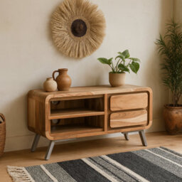 Wyld Haus Los Angeles Reclaimed Wood & Metal Tv Cabinet, 1 Open Shelf, 2 Drawers, 1100 X 550 X 450mm - thumbnail 1