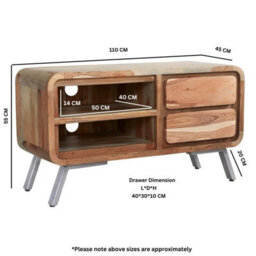 Wyld Haus Los Angeles Reclaimed Wood & Metal Tv Cabinet, 1 Open Shelf, 2 Drawers, 1100 X 550 X 450mm - thumbnail 4