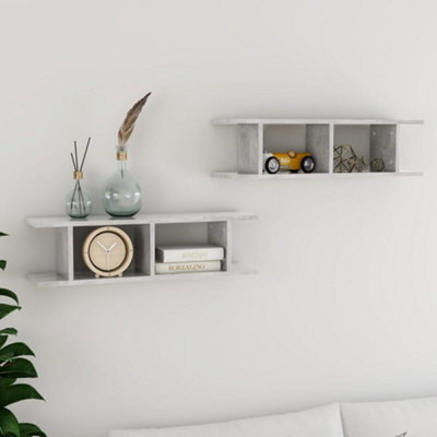 Berkfield Wall Shelves 2 Pcs Concrete Grey 75X18X20 Cm Engineered Wood - image 1