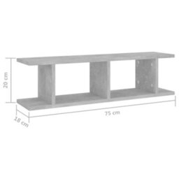 Berkfield Wall Shelves 2 Pcs Concrete Grey 75X18X20 Cm Engineered Wood - thumbnail 7