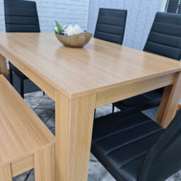 Kosy Koala Oak Effect Dining Table Set With 4 Black Velvet Chairs Dining Room Furniture - thumbnail 4