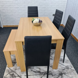Kosy Koala Oak Effect Dining Table Set With 4 Black Velvet Chairs Dining Room Furniture - thumbnail 5