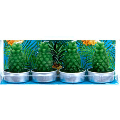 Scented Green Pineapple Tealights Tropical Fruit Candle (4 Pack) - image 1