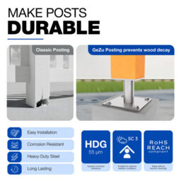 Gezu Impex Heavy Duty Hot Dip Galvanised Elevator Bolt Down Pergola Post Support - Pergola Base - 100 X 100 mm (Pack Of 8) - thumbnail 6