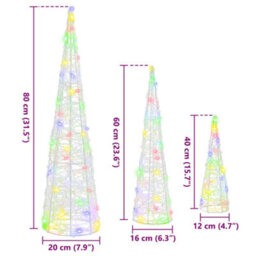 Vidaxl Christmas Tree 3 Pcs Multicolour 20 X 20 X 80 Cm Acrylic - thumbnail 3