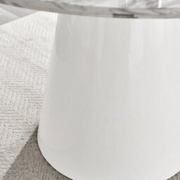 Furniturebox Uk Palma White Marble Effect Round Dining Table & 4 Grey Velvet Milan Chairs - thumbnail 6