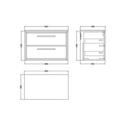 Balterley Longnor 2 Drawer Wall Hung Vanity Unit With White Marble Worktop, Antique Oak, 800mm - thumbnail 2