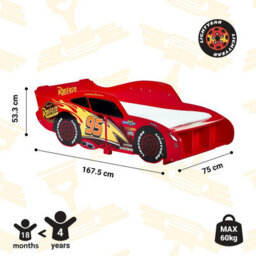 Disney Cars Lightning Mcqueen Toddler Bed: Bright Red, Fits 140Cm X 70Cm Mattress (Mattress Not Included) - thumbnail 5