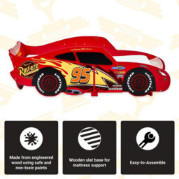 Disney Cars Lightning Mcqueen Toddler Bed: Bright Red, Fits 140Cm X 70Cm Mattress (Mattress Not Included) - thumbnail 6