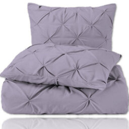 TheWhiteWater Limited Pintuck Duvet Cover Set + Matching Pillowcases, Hand Stitches Quilt Bedding Set - Lilac - thumbnail 5