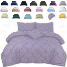 TheWhiteWater Limited Pintuck Duvet Cover Set + Matching Pillowcases, Hand Stitches Quilt Bedding Set - Lilac - thumbnail 1