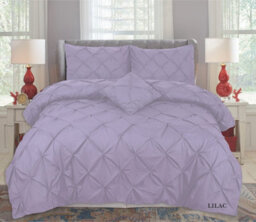 TheWhiteWater Limited Pintuck Duvet Cover Set + Matching Pillowcases, Hand Stitches Quilt Bedding Set - Lilac - thumbnail 2