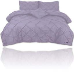 TheWhiteWater Limited Pintuck Duvet Cover Set + Matching Pillowcases, Hand Stitches Quilt Bedding Set - Lilac - thumbnail 7