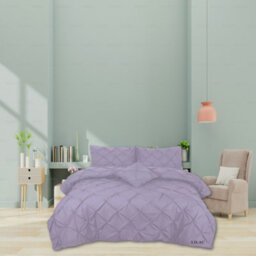 TheWhiteWater Limited Pintuck Duvet Cover Set + Matching Pillowcases, Hand Stitches Quilt Bedding Set - Lilac - thumbnail 3