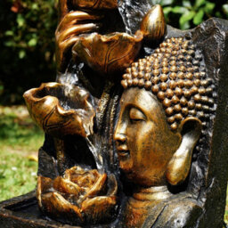 Geezy Solar Water Fountain Buddha Head Led Solar Water Feature Home Garden Decoration - thumbnail 7
