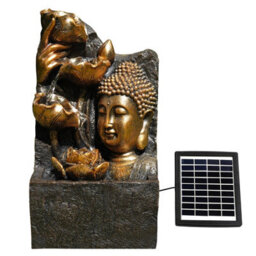 Geezy Solar Water Fountain Buddha Head Led Solar Water Feature Home Garden Decoration - thumbnail 3