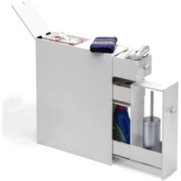 White Wooden Standing Portable Bathroom Cabinet Organiser Storage - thumbnail 1
