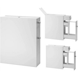White Wooden Standing Portable Bathroom Cabinet Organiser Storage - thumbnail 5