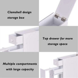 White Wooden Standing Portable Bathroom Cabinet Organiser Storage - thumbnail 4