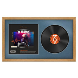 "30X17"" Oak Modern Vinyl Record Frame With Pompadour Mount For 12 Inch Lp Album Cover & Disc - Ak Frames" - thumbnail 1
