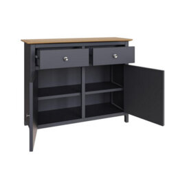 FWSTYLE 2 Door 2 Drawer Oak Sideboard Ready Assembled Graphite Blue - thumbnail 8