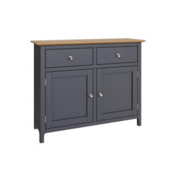FWSTYLE 2 Door 2 Drawer Oak Sideboard Ready Assembled Graphite Blue - thumbnail 7