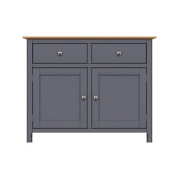 FWSTYLE 2 Door 2 Drawer Oak Sideboard Ready Assembled Graphite Blue - thumbnail 6