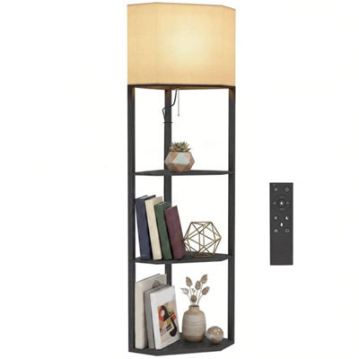 Corner Modern Floor Lamp With Shelves, Dimmable Standing Lamp, Black - image 1
