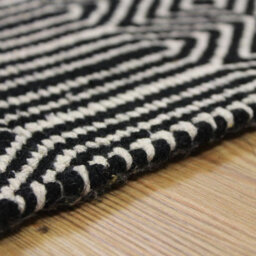 Black/white Geometric Handmade Modern Wool Easy To Clean Rug Dining Room Bedroom And Living Room-120Cm X 170Cm - thumbnail 5