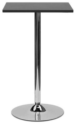 Lamboro Como Poseur Square Black Wood Table With Chrome Finish, 60Cm Width, Stylish Bar Table - image 1
