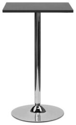 Lamboro Como Poseur Square Black Wood Table With Chrome Finish, 60Cm Width, Stylish Bar Table - thumbnail 1