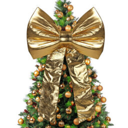 Extra Large Gold Christmas Bow 80X120Cm Velvet Fabric Decorative Bow For Xmas Tree Topper Front Door And Wreath Indoor Outdoor