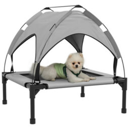 Pawhut Cooling Raised Dog Bed W/ Breathable Mesh, For S, M Dogs - Light Grey - thumbnail 2