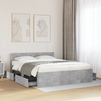 Berkfield Bed Frame With Headboard Without Mattress Concrete Grey 160X200 Cm - image 1