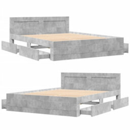 Berkfield Bed Frame With Headboard Without Mattress Concrete Grey 160X200 Cm - thumbnail 8