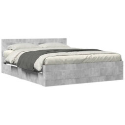 Berkfield Bed Frame With Headboard Without Mattress Concrete Grey 160X200 Cm - thumbnail 2