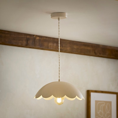 Valuelights Millie Cream Scallop Pendant Ceiling Light - image 1