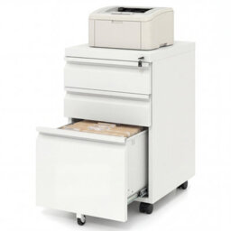 Gainoom 3-Drawer Mobile File Cabinet Rolling Metal Under-Desk Office Organizer W/5 Casters & 2 Keys For A4 White - thumbnail 8