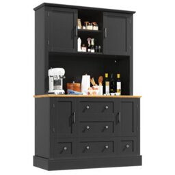 Matteo Modern Tall Kitchen Sideboard Cabinet With Led Lighting - 180Cm, Black - thumbnail 8
