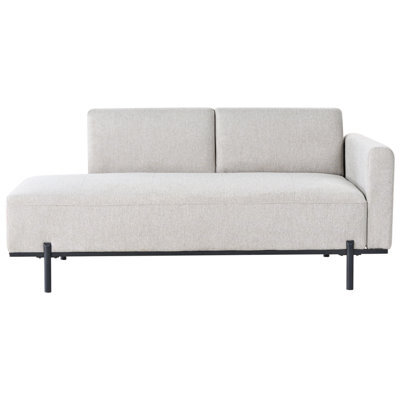 Beliani Chaise Longue Savasse Faux Linen Light Grey - image 1