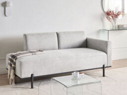 Beliani Chaise Longue Savasse Faux Linen Light Grey - thumbnail 2