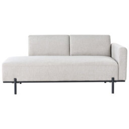 Beliani Chaise Longue Savasse Faux Linen Light Grey - thumbnail 1