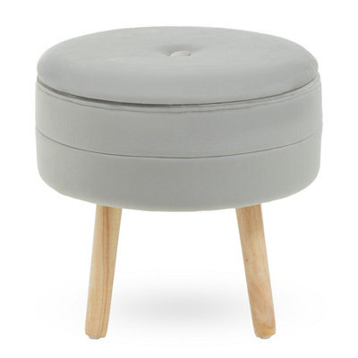 Orsina Durable Grey Velvet Stool, Stylish Kitchen Bar Stool For Bedroom, Versatile Design Bar Stool For Guests - image 1
