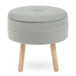Orsina Durable Grey Velvet Stool, Stylish Kitchen Bar Stool For Bedroom, Versatile Design Bar Stool For Guests - thumbnail 1