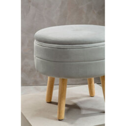Orsina Durable Grey Velvet Stool, Stylish Kitchen Bar Stool For Bedroom, Versatile Design Bar Stool For Guests - thumbnail 6