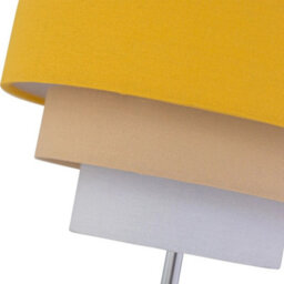 Modern Chrome Touch Operated Table Lamp Bedside Ochre Yellow Ombre Linen Shade - thumbnail 4