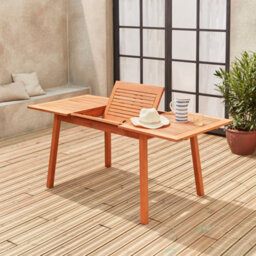 Sweeek - 6 To 8-Seater Extendable Wooden Garden Table Almeria 180Cm Natural 180X80X75 Cm - thumbnail 5