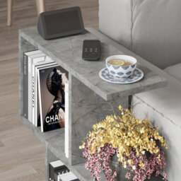 Decortie Homemania Modern Side End Coffee Table Multipurpose Gold Marble Effect Living Room H 60Cm - thumbnail 3